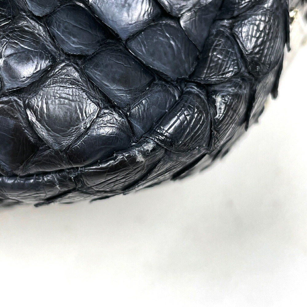 Prada Plate Chain Shoulder Bag Python Leather Gra… - image 2